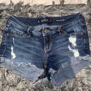 Hollister Blue Ripped Denim Shorts size 1 waist 25